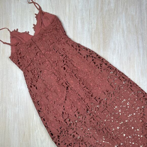 ASTR The Label Lace A-Line Spaghetti Strap Romantic Boho Chic Midi Dress Medium - Picture 14 of 16